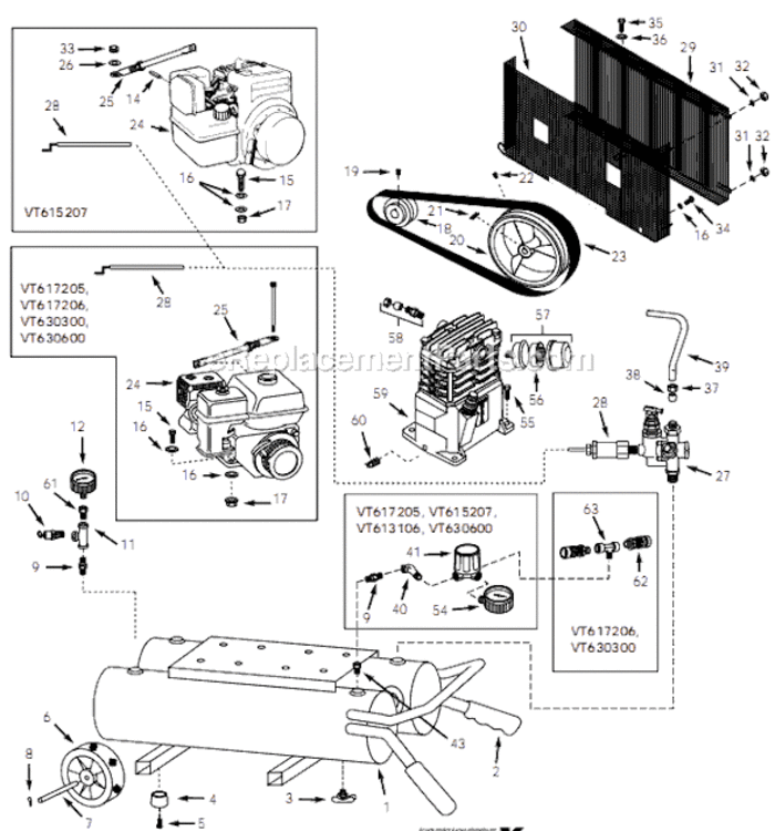 Page A Diagram and Parts List for VT630300 1999 Campbell Hausfeld Compressor